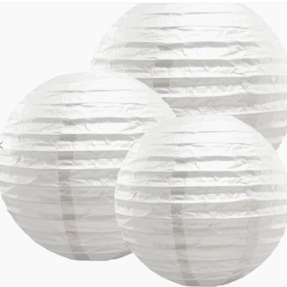 Multi-Size Paper Lanterns, White - Set of 6 - Picture 2 of 2